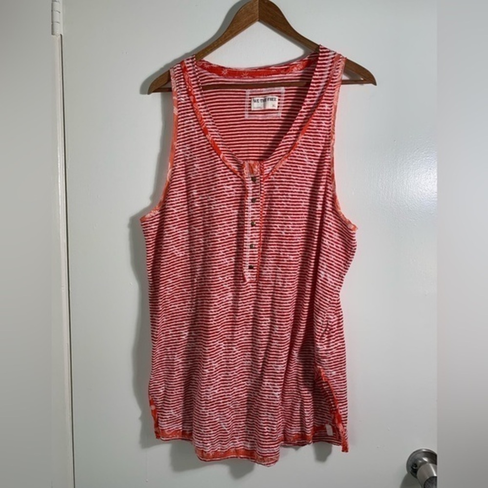 We The Free Red Striped Tank Top